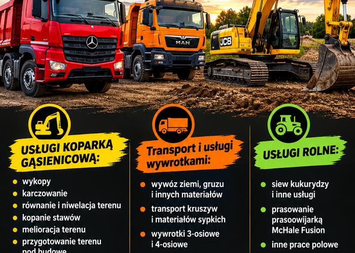 Grajewo ogłoszenia: Firma KAMROL oferuje usługi koparką gąsiennicową oraz...